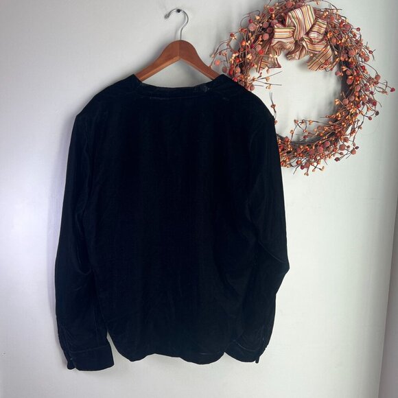 Lauren Ralph Lauren BLACK LABEL Velvet Top Sz 14 Black Plunging V Neck - Picture 3 of 9